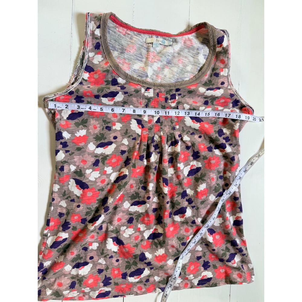 "Sunset Medallion Bloom" Boden Floral Scoop Neck Pleated Tank Top Sleeveless - Picture 7 of 10